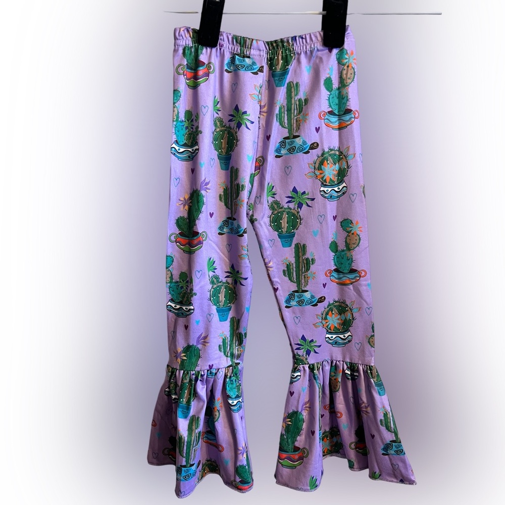 Little Girls/Toddler Knit Cactus Western Bell Bottom Pants Leggings~Size 3T (M)